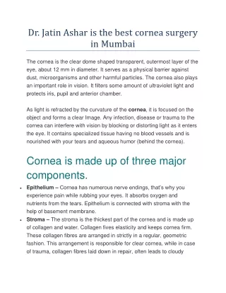 Dr. Jatin Ashar is the best cornea specialist in mumbai