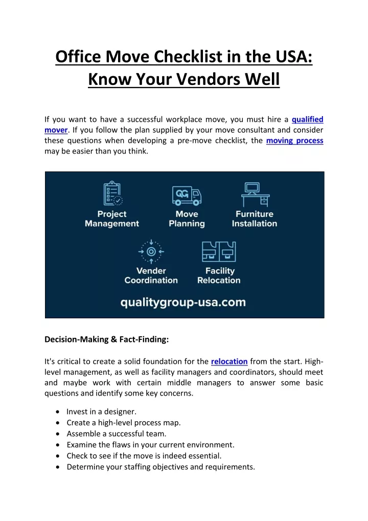 office move checklist in the usa know your