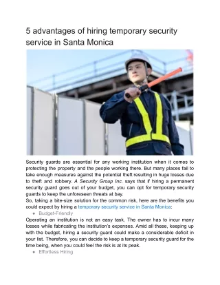 5 advantages of hiring temporary security service