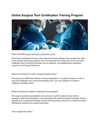 Online Surgical Tech Certification Training Program