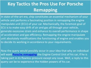 key tactics the pros use for porsche remapping
