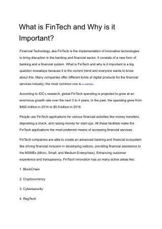 what is fintech and why is it important
