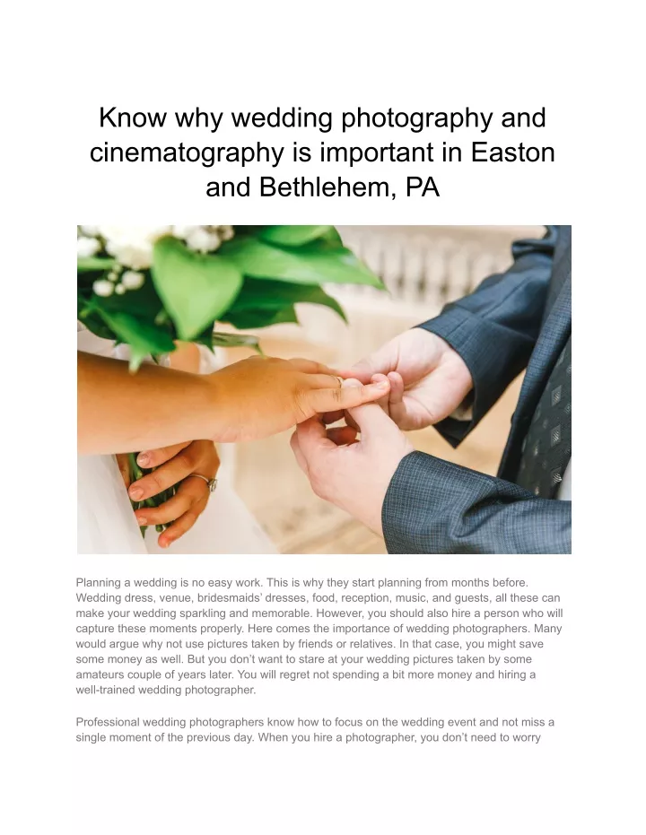 know why wedding photography and cinematography