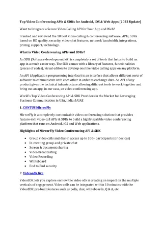 Top Video Conferencing APIs & SDKs for Android, iOS & Web Apps-converted