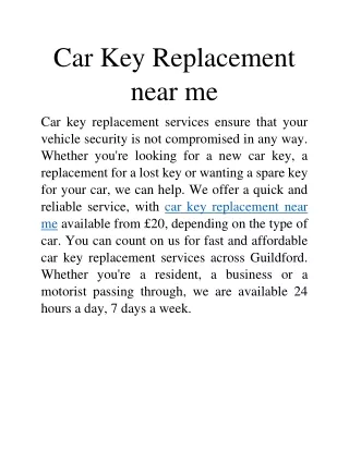 Car Key Replacement near me