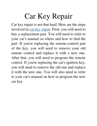 Car Key Repair