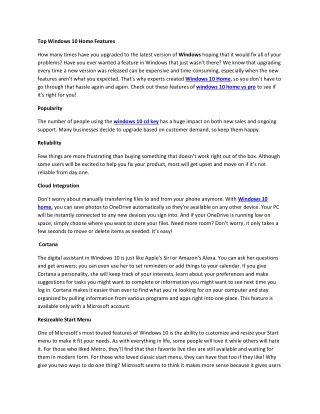 top windows 10 home features