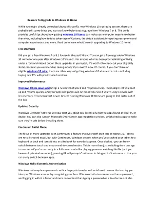 reasons to upgrade to windows 10 home