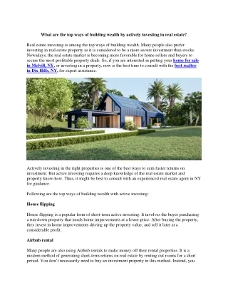 What are the top ways of building wealth by actively investing in real estate-converted