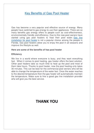 key benefits of gas pool heater