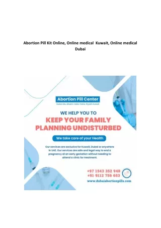 Abortion Pill Kit Online, Online medical  Kuwait, Online medical Dubai