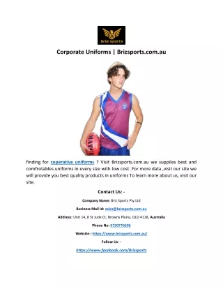 Corporate Uniforms | Brizsports.com.au