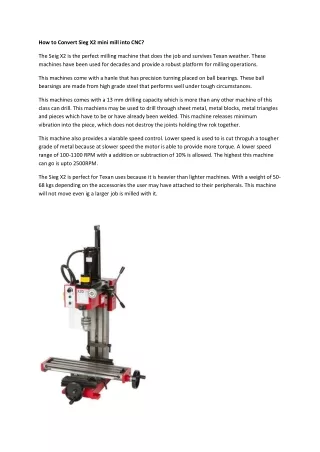 how to convert sieg x2 mini mill into cnc