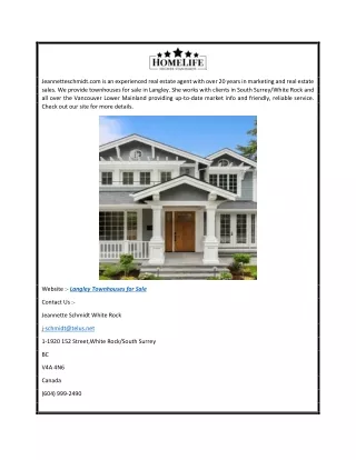 Langley Townhouses for Sale  Jeannetteschmidt.com