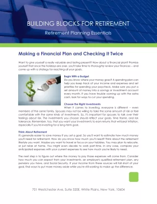 Making a Financial Plan and Checking It Twice