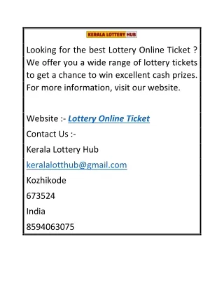 Lottery Online Ticket  buykeralalotteryonline.in