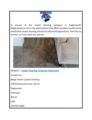 Carpet Cleaning Company Englewood  Magicsteamco.com