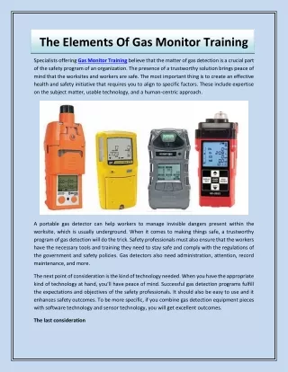 The Elements Of Gas Monitor Training