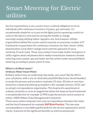 smart metering for electric utilities