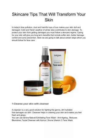 Skincare Tips That Will Transform Your Skin