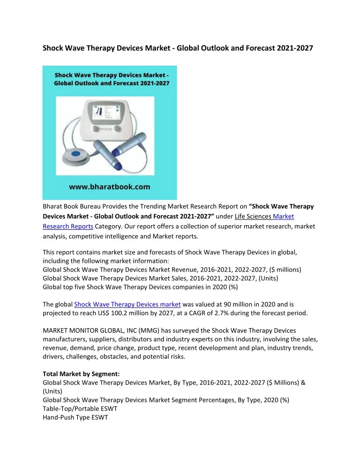 shock wave therapy devices market global outlook