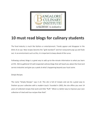 Bangalore Culinary Academy
