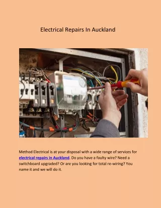 Electrical Repairs In Auckland