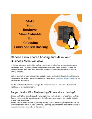 choose linux shared hosting and make your