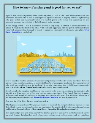 How to know if a solar panel is good for you or not?