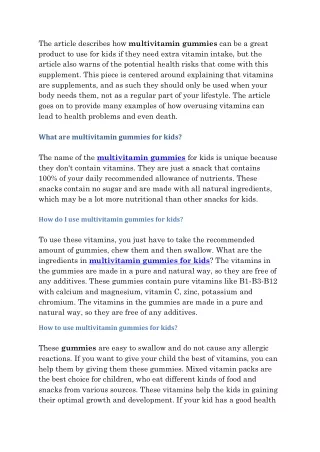 the article describes how multivitamin gummies