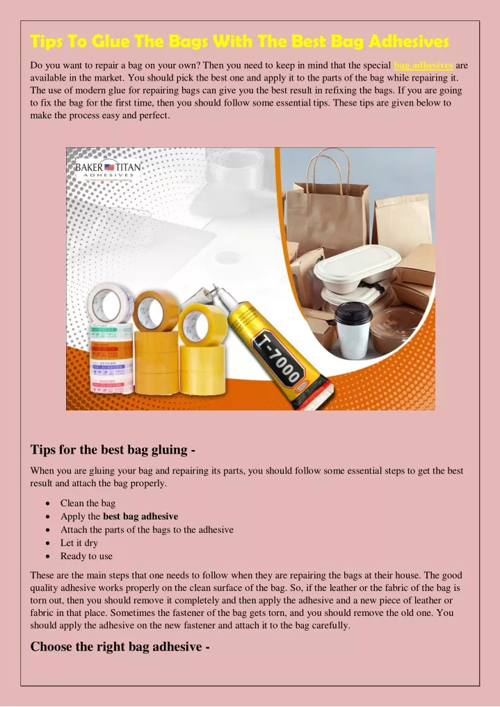 tips to glue the bags with the best bag adhesives