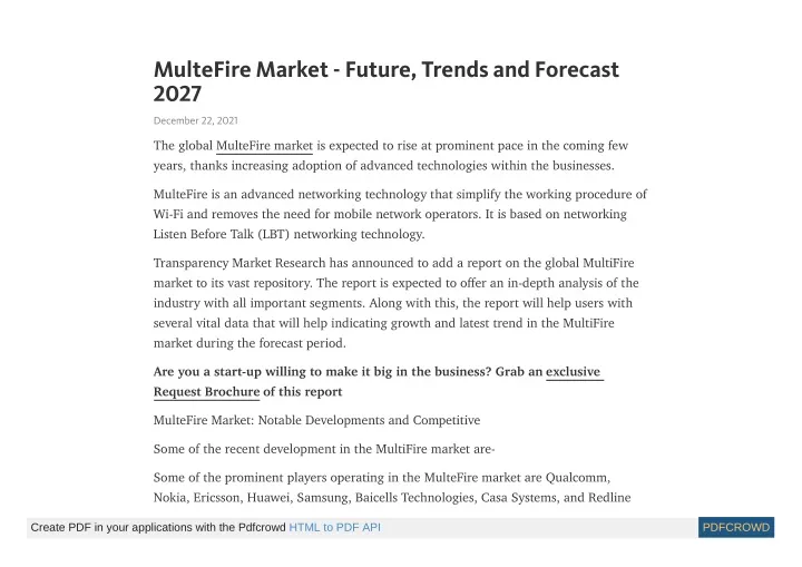 multefire market future trends and forecast 2027