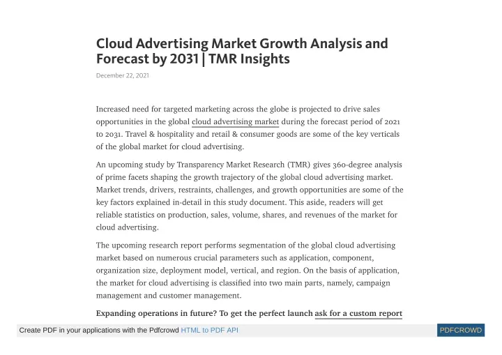 cloud advertising market growth analysis