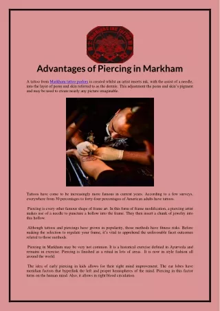 Advantages of Piercing in Markham