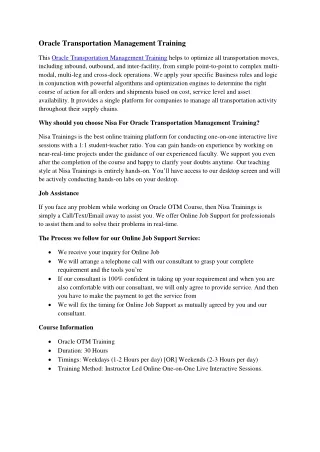oracle transportation management training