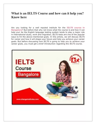 What is an IELTS Course and how can it help you