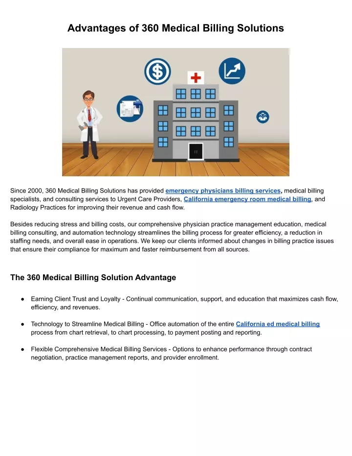 advantages of 360 medical billing solutions