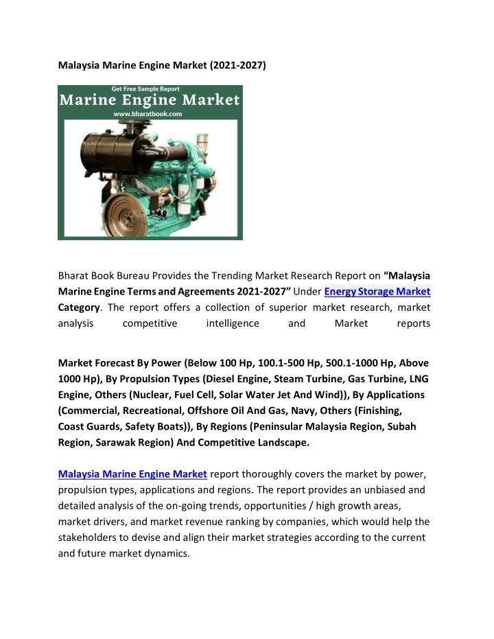 malaysia marine engine market 2021 2027