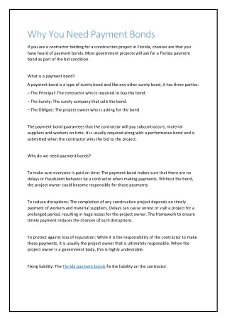why you need payment bonds