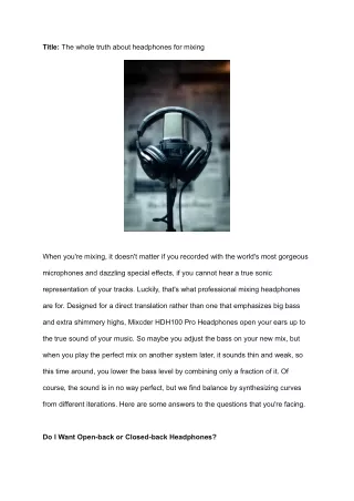 title the whole truth about headphones for mixing
