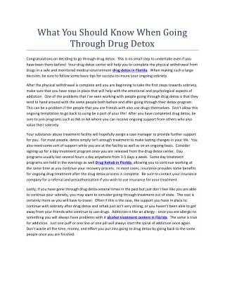 what you should know when going through drug detox