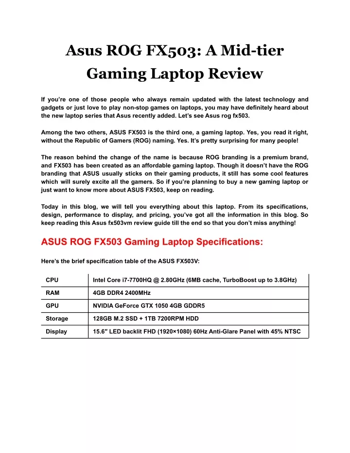 asus rog fx503 a mid tier gaming laptop review