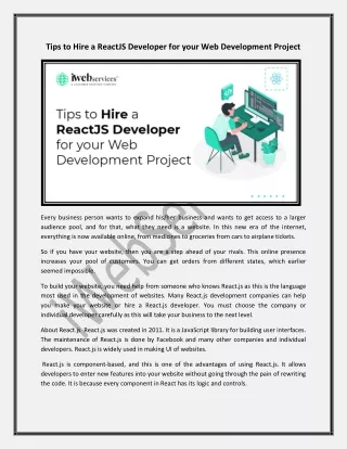 tips to hire a reactjs developer for your