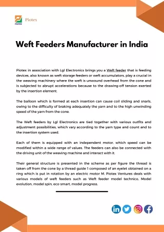 Weft Feeders Manufacturer in India