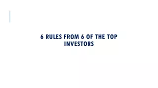 6 Rules from 6 of the best Investors in the World