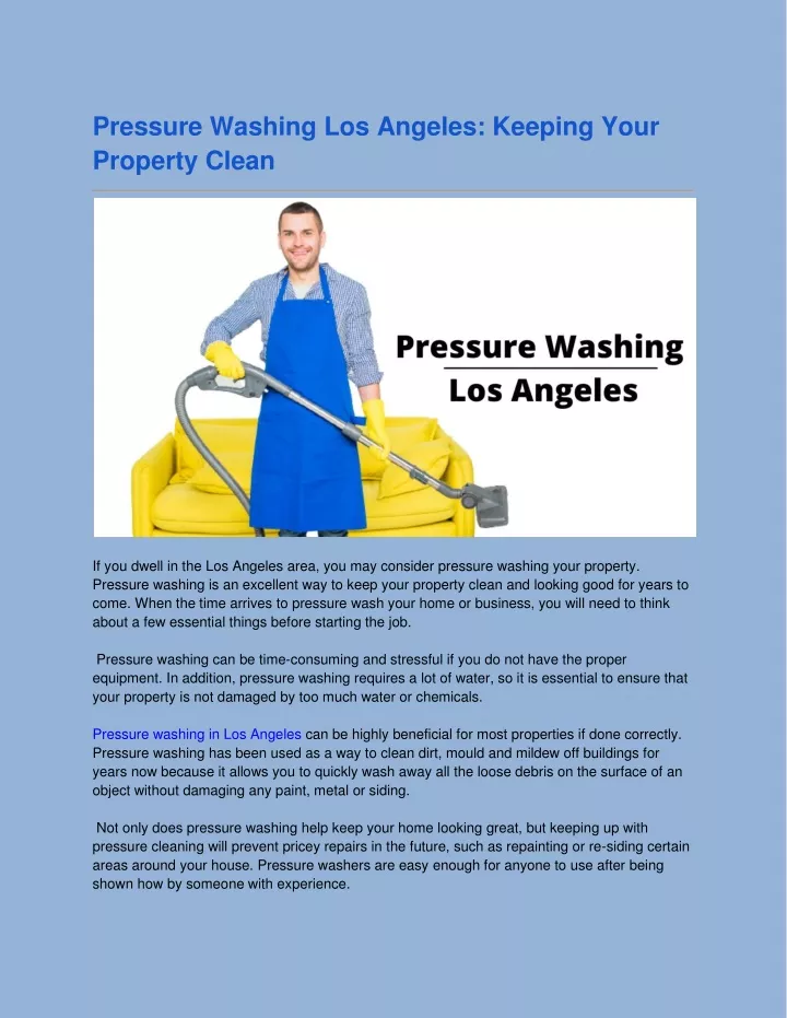 pressure washing los angeles keeping your