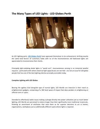 the many types of led lights led globes perth