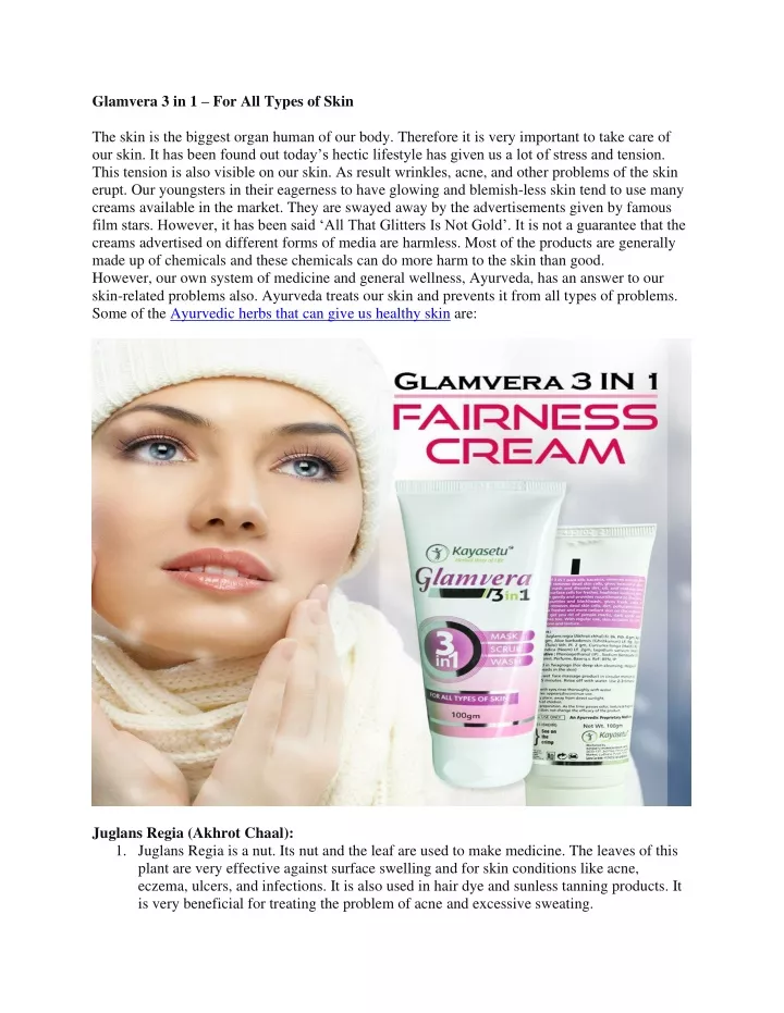 glamvera 3 in 1 for all types of skin the skin