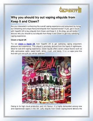 why you should try out vaping eliquids from keep