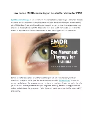 how online emdr counseling an be a better choice